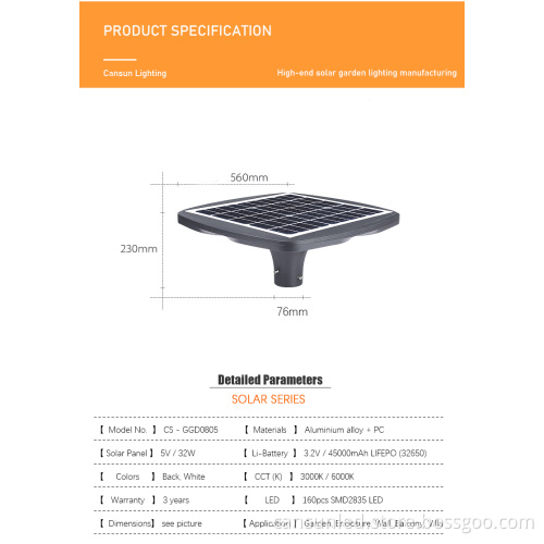 IP65 LED Garden Light Top Pole Park Lighting 80W